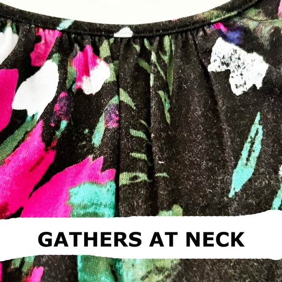 CROCHET DETAIL TUNIC, BLACK MULTI (Black, White, Pink, Green, Purple), SIZE 4X, - Picture 3 of 12